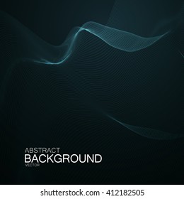 3D abstract digital wave of particles and wireframe. Futuristic vector illustration. HUD element. Technology concept. Abstract background