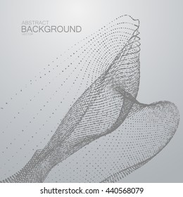3D abstract digital wave of particles and wireframe. Futuristic vector illustration. Technology big data concept. Abstract background
