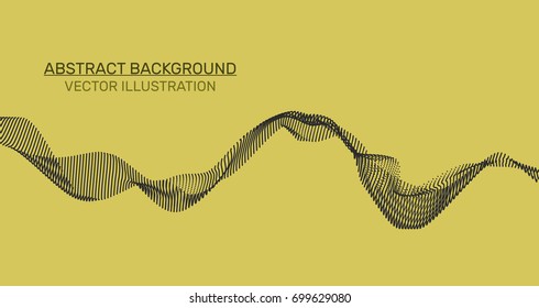 3D abstract digital wave of particles and wireframe. Futuristic vector illustration. Technology concept. Background for banner, flyer, book, cover, poster.
