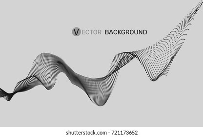 3D abstract digital wave of particles and wireframe. Futuristic vector illustration. Technology concept. Background for banner, flyer, book, cover, poster.