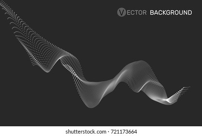 3D abstract digital wave of particles and wireframe. Futuristic vector illustration. Technology concept. Background for banner, flyer, book, cover, poster.