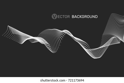 3D abstract digital wave of particles and wireframe. Futuristic vector illustration. Technology concept. Background for banner, flyer, book, cover, poster.