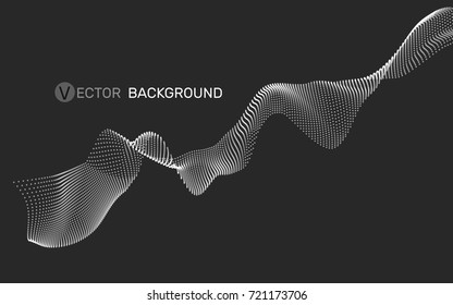 3D abstract digital wave of particles and wireframe. Futuristic vector illustration. Technology concept. Background for banner, flyer, book, cover, poster.