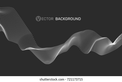 3D abstract digital wave of particles and wireframe. Futuristic vector illustration. Technology concept. Background for banner, flyer, book, cover, poster.