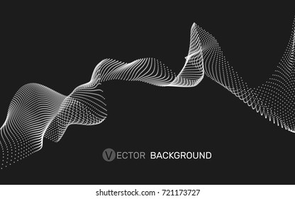 3D abstract digital wave of particles and wireframe. Futuristic vector illustration. Technology concept. Background for banner, flyer, book, cover, poster.