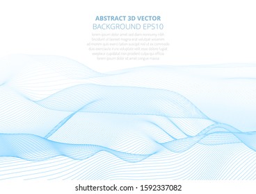 3D abstract digital wave of wireframe. Stock vector illustration. HUD element. Abstract background EPS10.