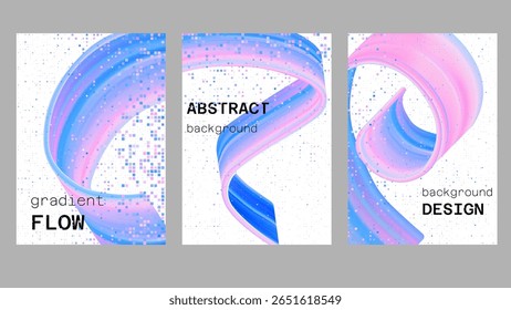 3d abstrato dissolver pixel e cor rosa gradiente design pôster. Plano de fundo moderno com padrão de textura de desintegração e traçado de pintura de pincel líquido dinâmico. Conceito criativo com movimento de fita.