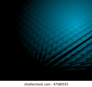 3d abstract dynamic blue background on black