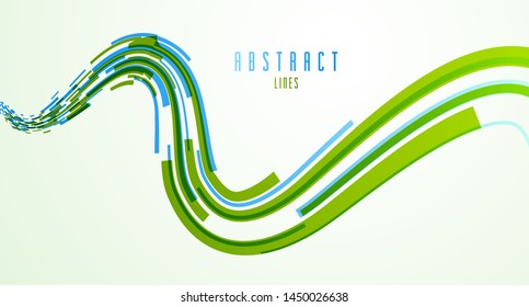 3D abstract dynamic lines in motion vector background, technology or science theme abstraction design element, futuristic template for ads or poster or cover.