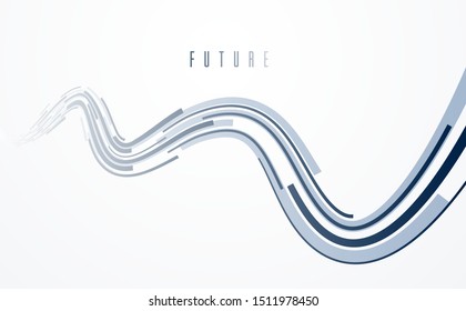 3D abstract dynamic lines in motion vector background, technology or science theme abstraction design element, futuristic template for ads or poster or cover.