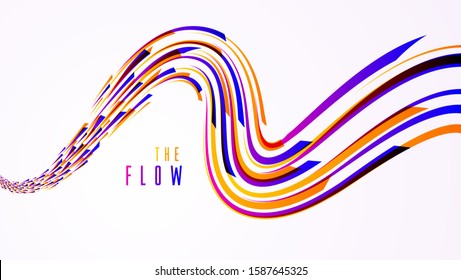 3D abstract dynamic lines in motion vector background, technology or science theme abstraction design element, futuristic template for ads or poster or cover.