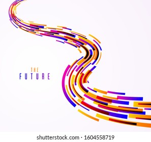 3D abstract dynamic lines in motion vector background, technology or science theme abstraction design element, futuristic template for ads or poster or cover.