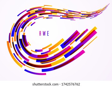 3D abstract dynamic lines in motion vector background, technology or science theme abstraction design element, futuristic template for ads or poster or cover.