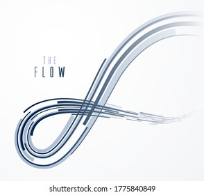 3D abstract dynamic lines in motion vector background, technology or science theme abstraction design element, futuristic template for ads or poster or cover.
