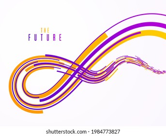 3D abstract dynamic lines in motion vector background, technology or science theme abstraction design element, futuristic template for ads or poster or cover.