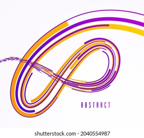 3D abstract dynamic lines in motion vector background, technology or science theme abstraction design element, futuristic template for ads or poster or cover.