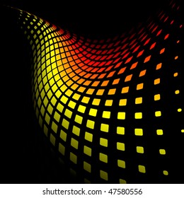 3d abstract dynamic yellow and red background on black
