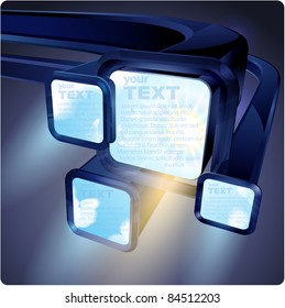 3d abstract flight fluorescent screens monitors with an image of the sky. Eps10.