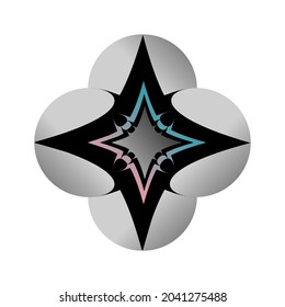 
3d abstract floral vector graphic design in black and gray color, isolated on white background.