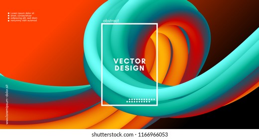 3d Abstract Flow Poster. Wave Liquid Shapes. Vector Illustration Eps10. Modern Colorful Background. Trendy Abstract Fluid Design for Music Poster, Brochure, Layout. 3d Abstract Wave Cover with Motion.