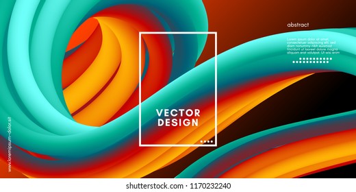 3d Abstract Flow Poster. Wave Liquid Shapes. Vector Illustration Eps10. Modern Colorful Background. Trendy Abstract Fluid Design for Music Poster, Brochure, Layout. 3d Abstract Wave Cover with Motion.