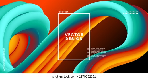 3d Abstract Flow Poster. Wave Liquid Shapes. Vector Illustration Eps10. Modern Colorful Background. Trendy Abstract Fluid Design for Music Poster, Brochure, Layout. 3d Abstract Wave Cover with Motion.