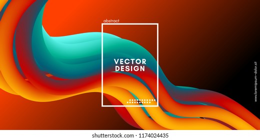 3d Abstract Flow Poster. Wave Liquid Shapes. Vector Illustration Eps10. Modern Colorful Background. Trendy Abstract Fluid Design for Music Poster, Brochure, Layout. 3d Abstract Wave Cover with Motion.