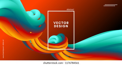 3d Abstract Flow Poster. Wave Liquid Shapes. Vector Illustration Eps10. Modern Colorful Background. Trendy Abstract Fluid Design for Music Poster, Brochure, Layout. 3d Abstract Wave Cover with Motion.