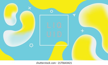 3D Abstract fluid colors banner. Yellow blue liquid background. Vector illustration