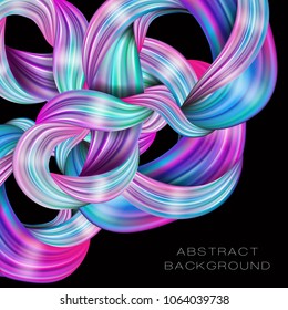 3d abstract fluid design. Colorful modern background with twisted brush stroke, smear waves, paint splash curl, splatter. 
