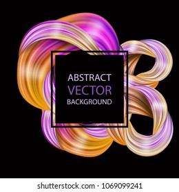 3d abstract fluid design. Colorful twisted brush stroke, smear waves, paint splash curl, splatter. 