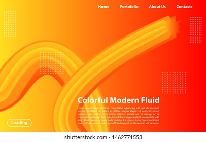 3D Abstract Fluid Shape with Gradient.Landing Page Concept in Orange Color.Landing Page Template for Modern Website.