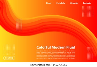 3D Abstract Fluid Shape with Gradient.Landing Page Concept in Orange Color.Landing Page Template for Modern Website.