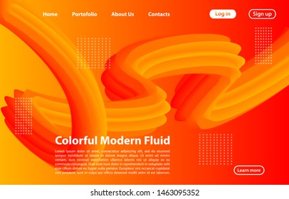3D Abstract Fluid Shape with Gradient.Landing Page Concept in Orange Color.Landing Page Template for Modern Website.