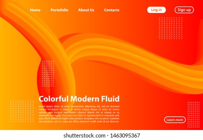 3D Abstract Fluid Shape with Gradient.Landing Page Concept in Orange Color.Landing Page Template for Modern Website.