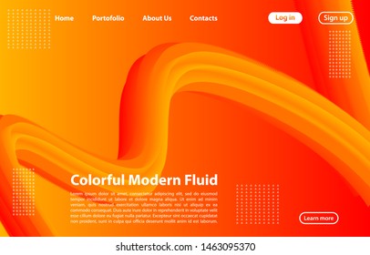 3D Abstract Fluid Shape with Gradient.Landing Page Concept in Orange Color.Landing Page Template for Modern Website.