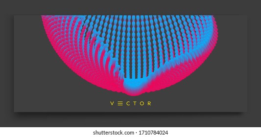 3d forma abstrata. Elemento decorativo para banner, cartão, cartaz ou web design. Ilustração de arte vetorial com efeito dinâmico.