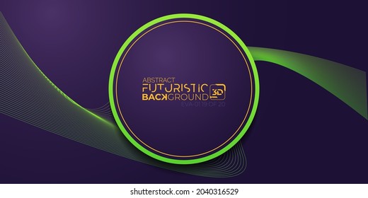 3d abstract futuristic circle line background purple green themes