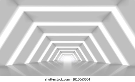 3D Abstract Futuristic Corridor Light Interior. EPS10 Vector