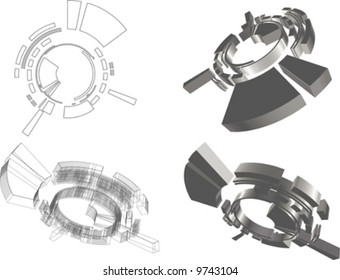 3D abstract futuristic object