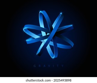 Icono de signo de gravedad geométrica abstracta 3d. Ilustración del vector