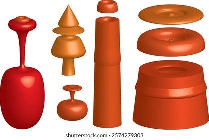 3D Abstract Geometric Shapes – Futuristic Glossy Objects Collection