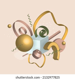 3D abstract geometric shapes. vector illustration.