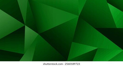 3D Abstract geometric triangle shapes green background