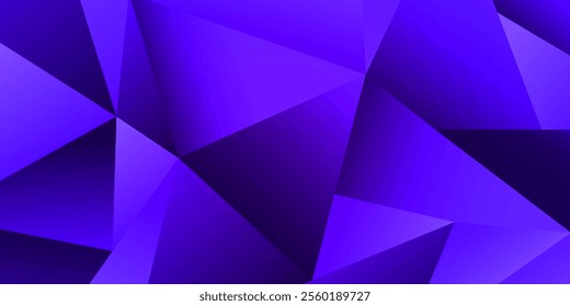3D Abstract geometric triangle shapes purple background