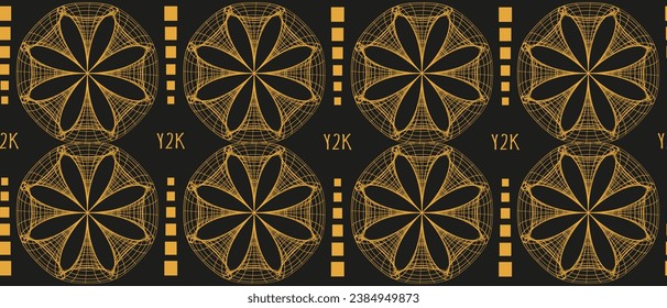 3d abstract Geometric y2k aesthetic seamless background with wireframe shapes. Geometry shapes retro design. Vector illustration for social networks, web pages, website, banners and posters.