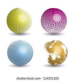 3d abstract global icons with shadow. vector illustration