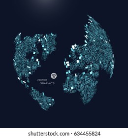 3D Abstract Globe. Vector Illustration. Technological design element.