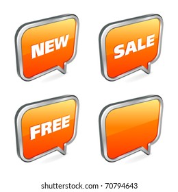 3d abstract glossy speech bubble in perspective with text vector design elements