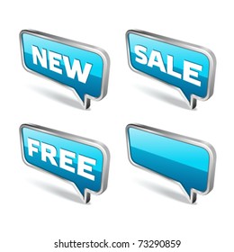 3d abstract glossy speech bubble in perspective with text vector design elements